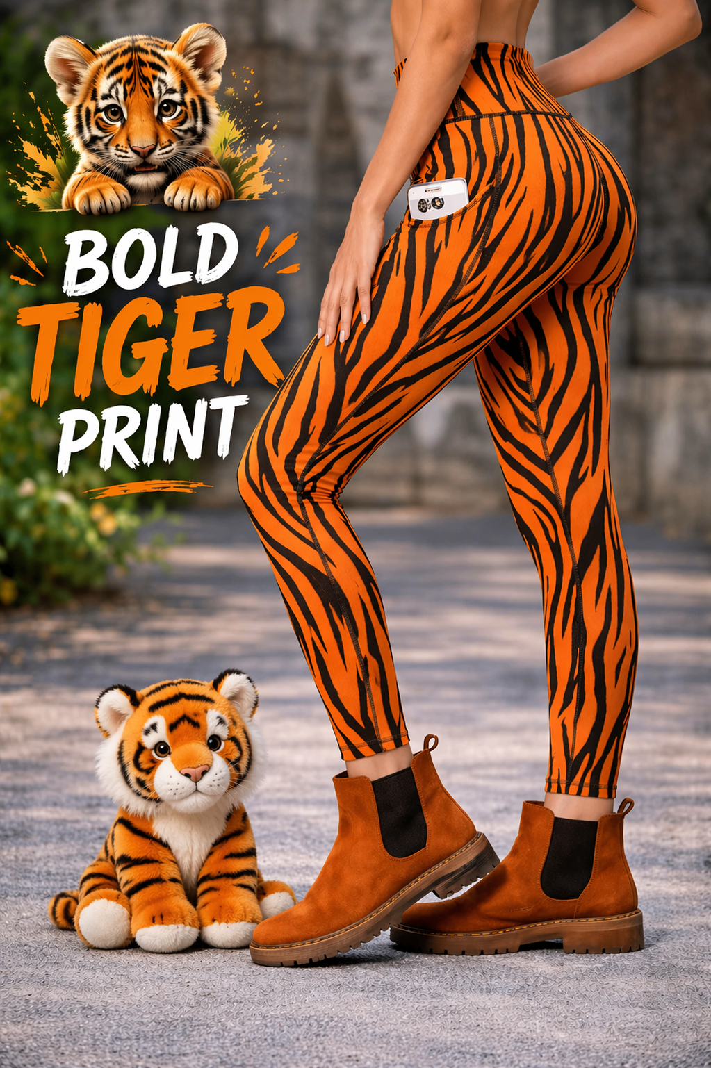 Droeyroest - High Waisted Workout Leggings for Women (Tiger Print)