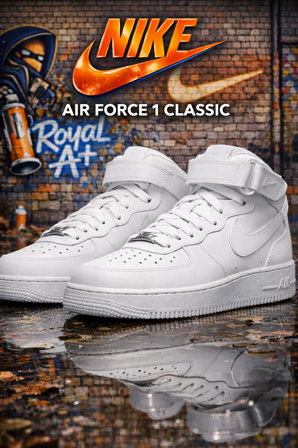 Nike Mens Air Force 1 Mid (Classic White)
