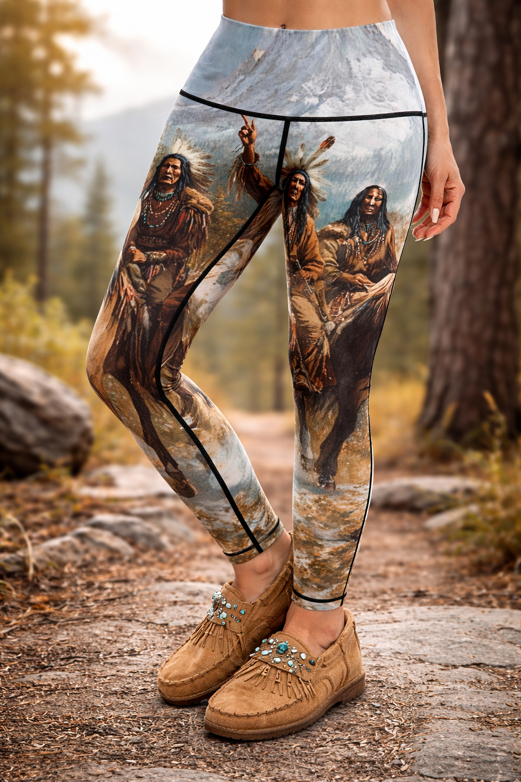 Native American Indian Women High Waisted Leggings Tummy Control Workout Gym Yoga Pants