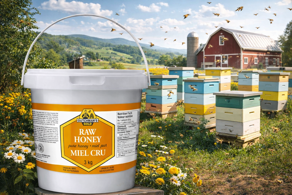Dutchman's Gold I Raw, Canadian Honey 3 kg I Unfiltered and Un-pasteurized I 100% Pure I Bee Friendly Promise Verified