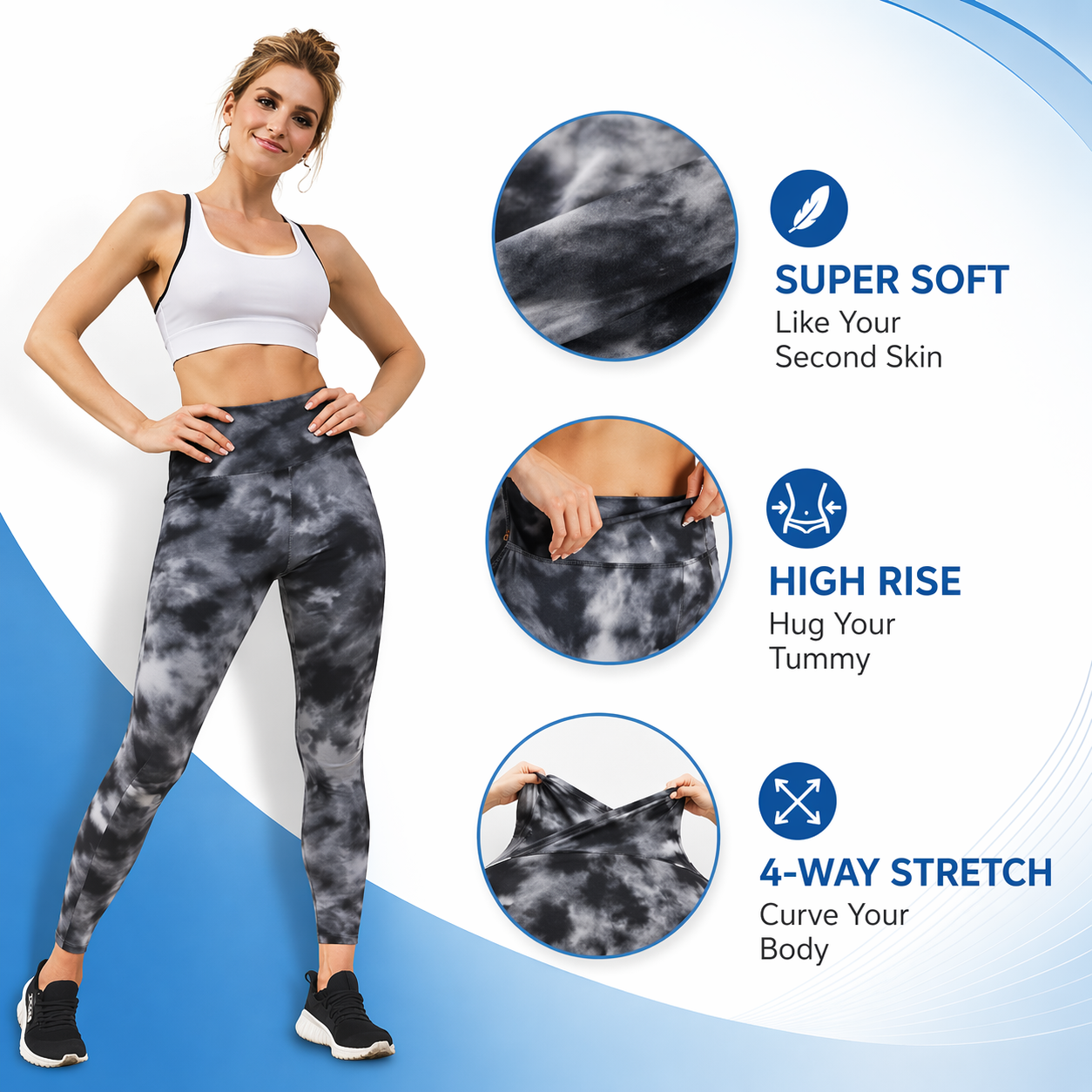 TNNZEET Black Smoke High-Waisted Leggings – Light Gray