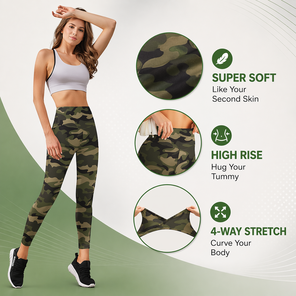 TNNZEET High-Waisted Camo Leggings No Pockets Small/Medium – Camouflage