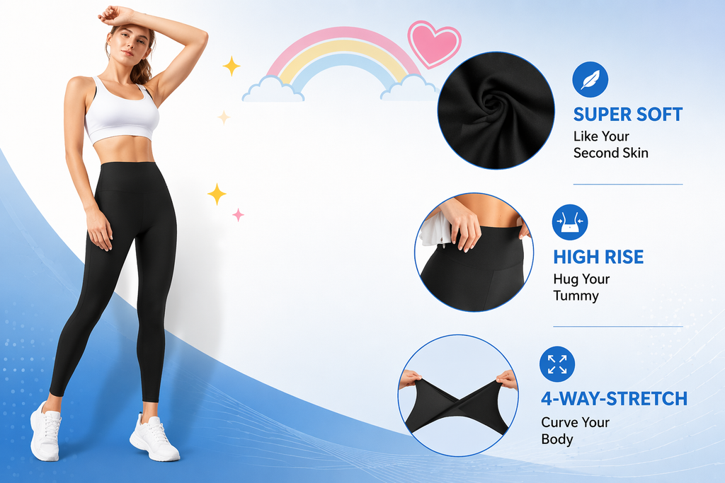 TNNZEET High Waisted Black Leggings for Women – No Pocket – Small/Medium – Workout & Casual Wear