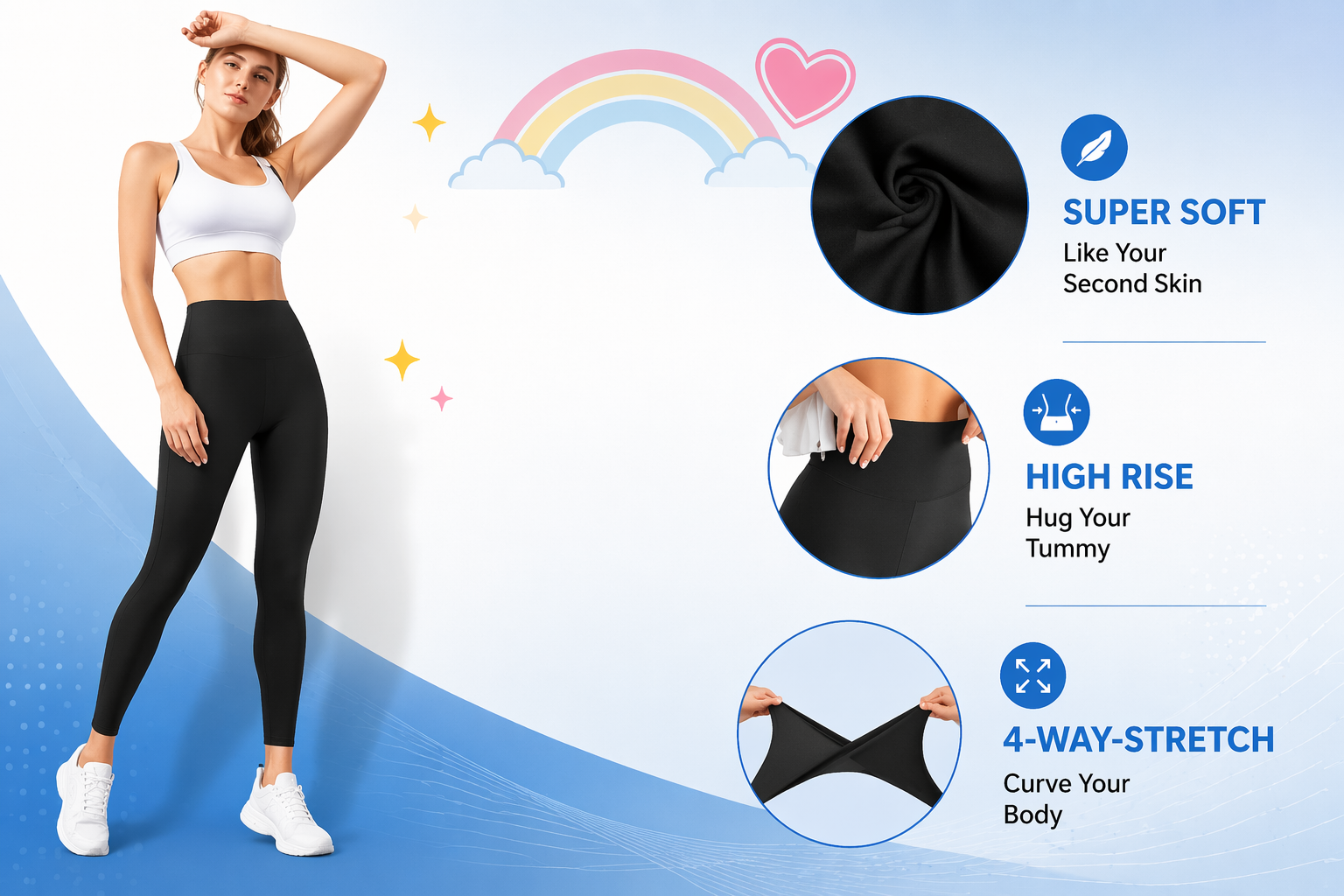 TNNZEET High Waisted Black Leggings for Women – No Pocket – Small/Medium – Workout & Casual Wear