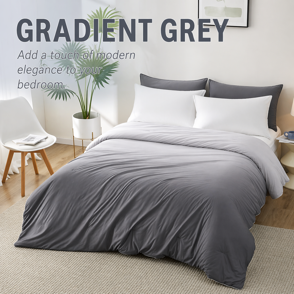 Elegear - Cooling Comforter Queen Size, Double-Sided Arc-Chill 3.0 Instantly Cool Satin Comforter - Pearl White, Gradient Blue, Gradient Light Blue, and Gradient Grey