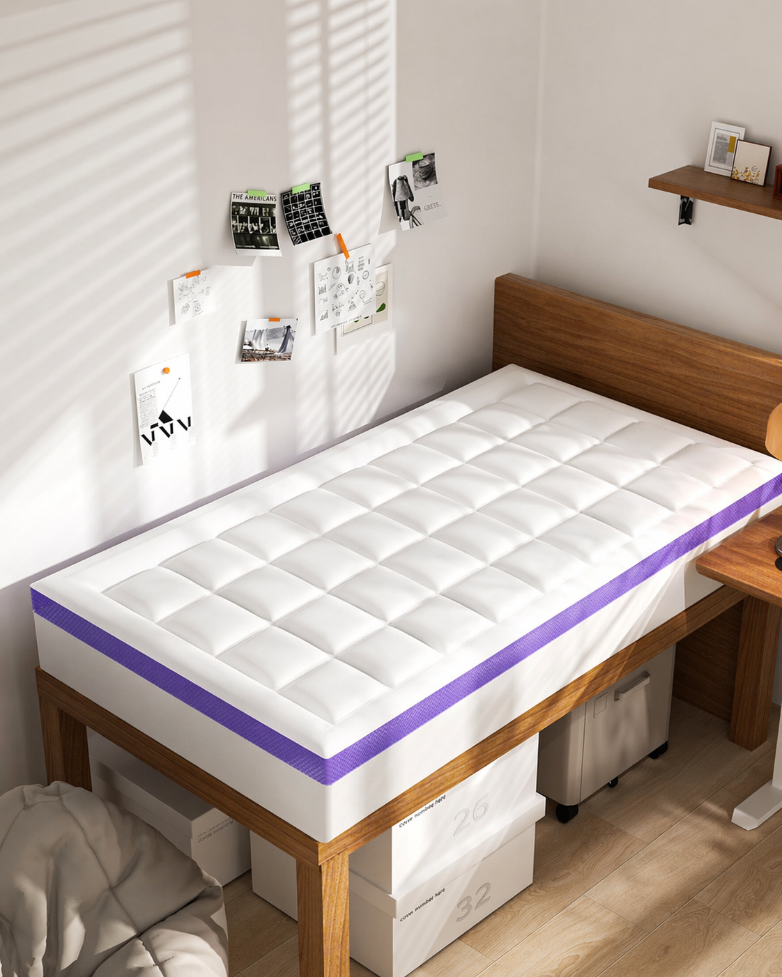 ChiXpace -Dual Layer 4 Inch Memory Foam Mattress Topper Queen - 2 Inch Gel Memory Foam and 2 Inch Pillow Top Mattress Pad