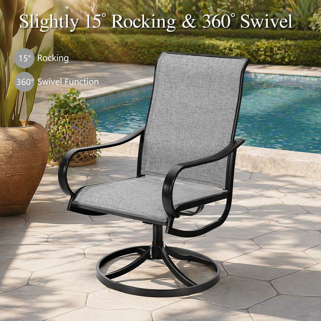 Sophia & William Outdoor Dining Set Patio Dining Set for 6 Outdoor Table and Chairs 7 Pieces Outdoor Patio Set with Swivel Patio Chairs 60"x 38" Metal Table for Garden Pool All Weather Brown