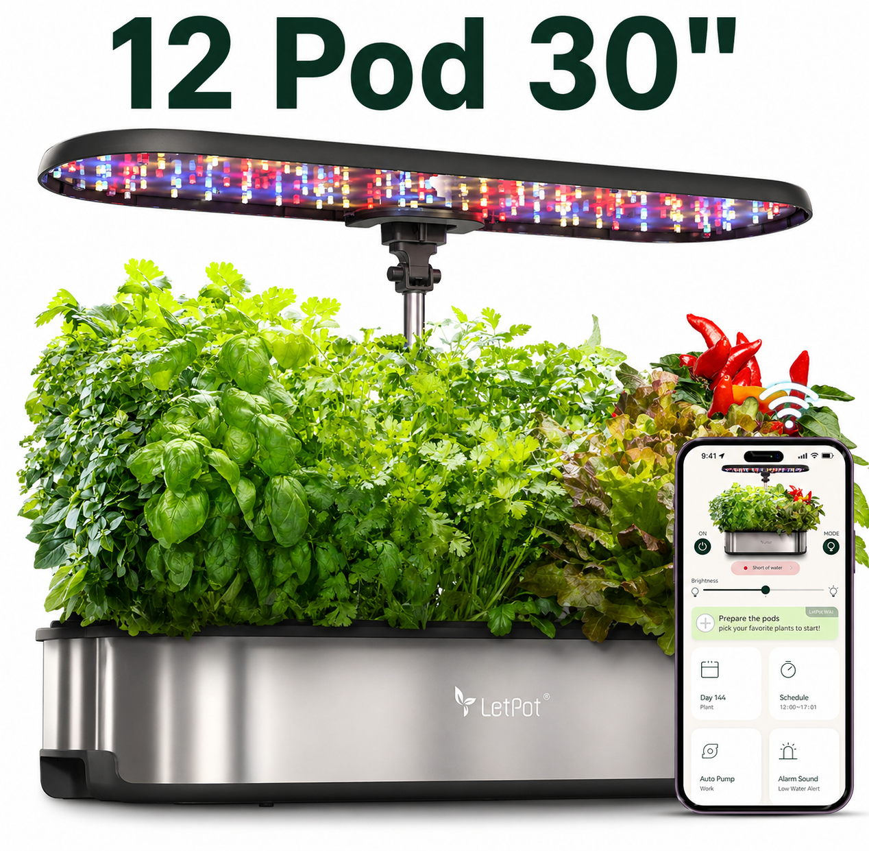 LETPOT LPH-Air Hydroponics Growing System Kits, APP & WiFi Controlled Smart Indoor Garden with 24W Grow Light Full Spectrum, 10 Pods Planter Indoor Gardening for Gifts, Kitchen, Vegetable(Black)