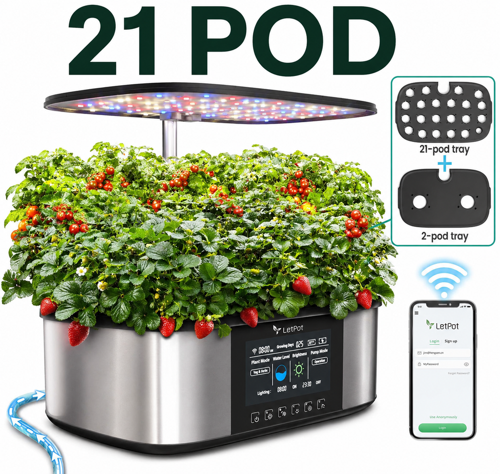 LETPOT LPH-Air Hydroponics Growing System Kits, APP & WiFi Controlled Smart Indoor Garden with 24W Grow Light Full Spectrum, 10 Pods Planter Indoor Gardening for Gifts, Kitchen, Vegetable(Black)