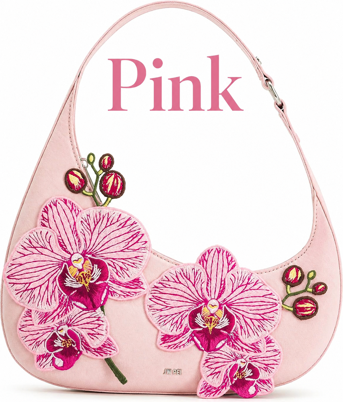 JW PEI Women's Harlee Orchid Embroidered Shoulder Bag - Pink