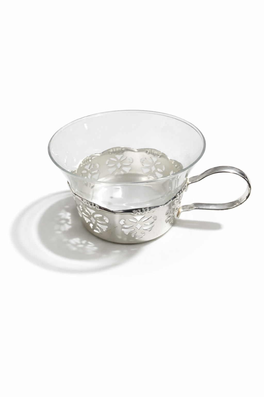 Set of 12 antique Crystal Silver-Plated German 1950s Tea Cups