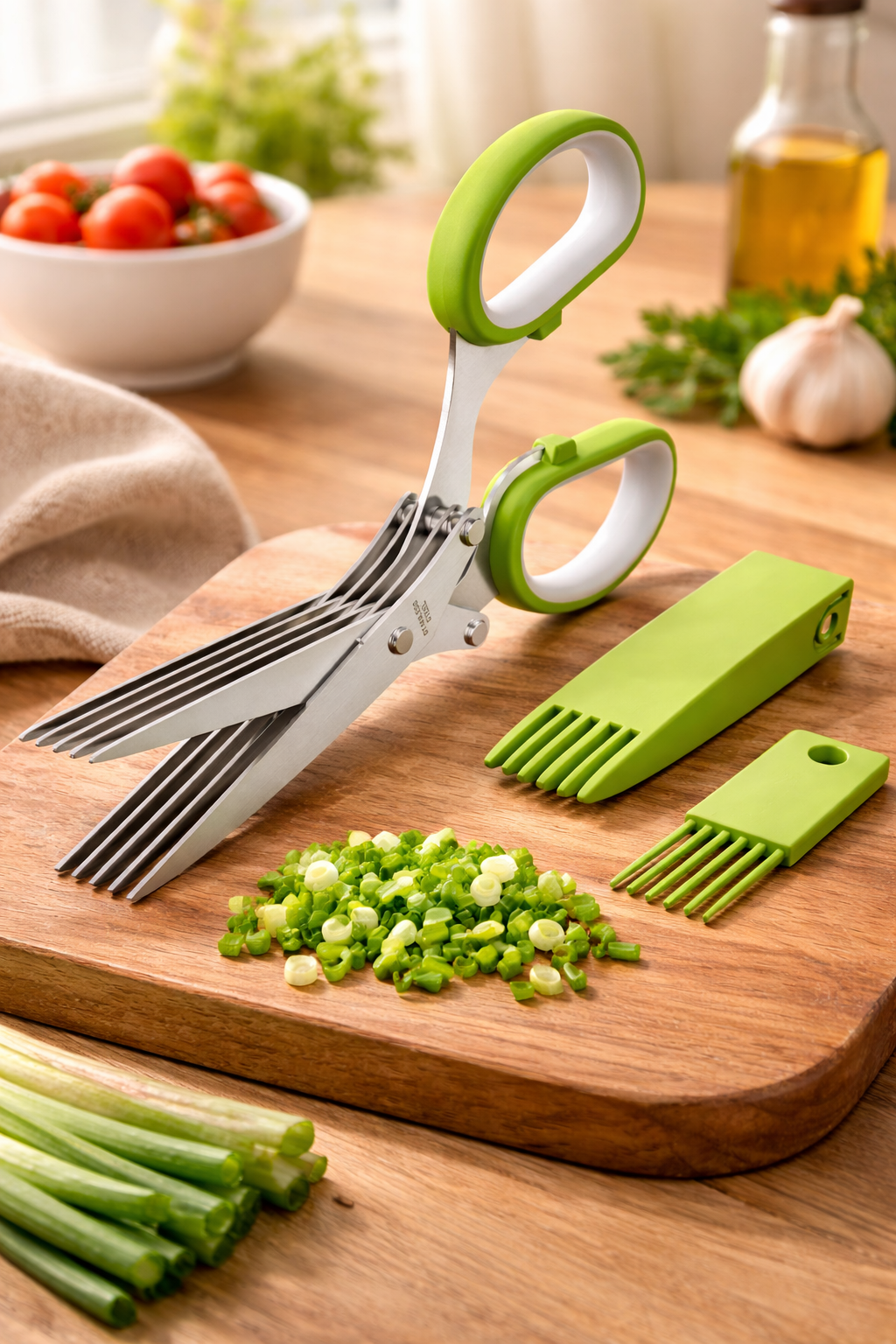 JYTUUL - Upgraded Herb Scissors, Effortless Herb Shears Cutter Tool with Sharp Stainless Steel Blades for Fresh Herbs, Must-Have Kitchen & Cooking Gadget, Green