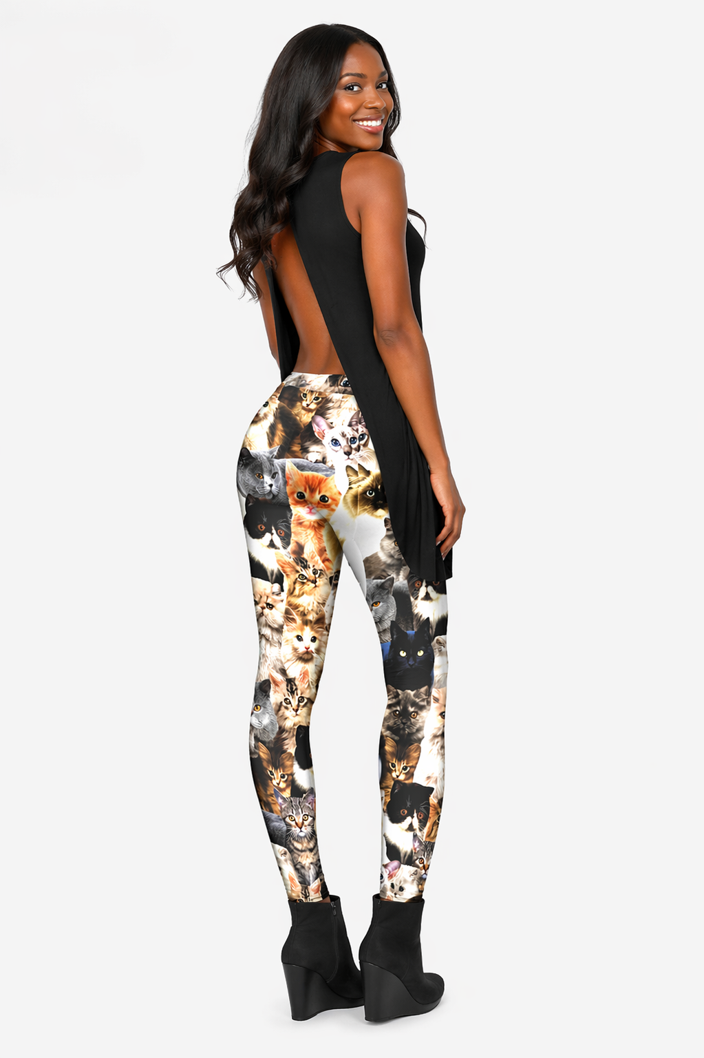 JINKAIJIA Women's Regular Size and Large Size Fashion Designs Digital 3D Printed Leggings (Cats)