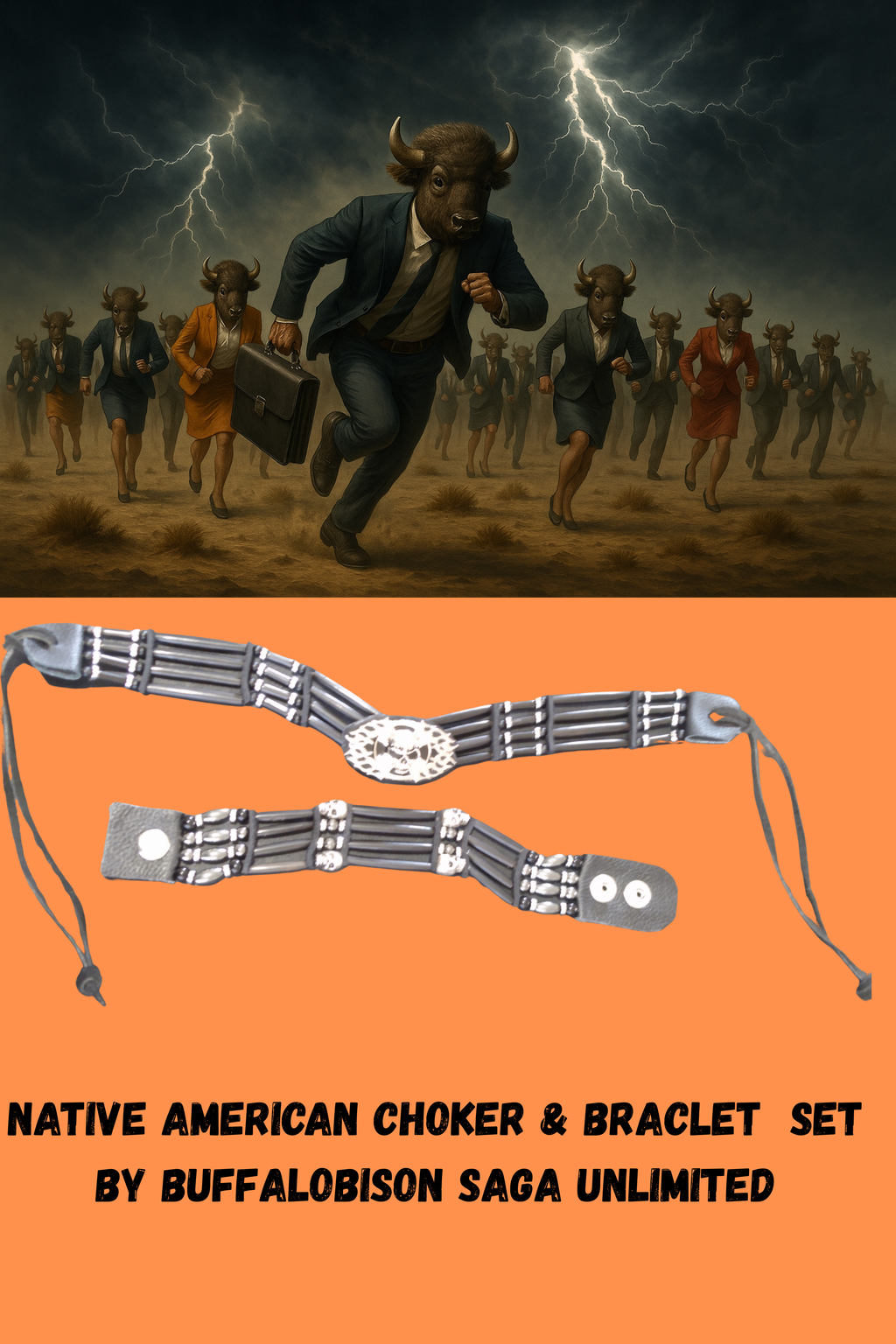 Native American Style Choker & Bracelet Set (Skull & Black Onyx)