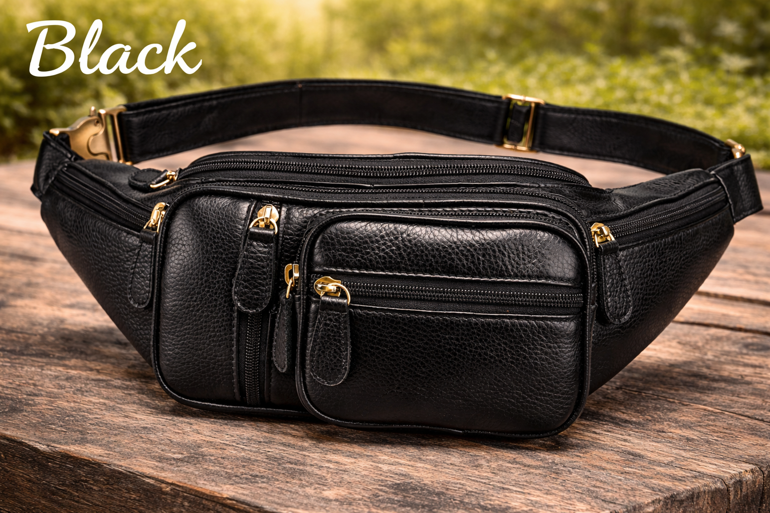 NIUCUNZH - Genuine Leather Fanny Pack large capacity Cross-body Waist Bag (crocodile coffee)
