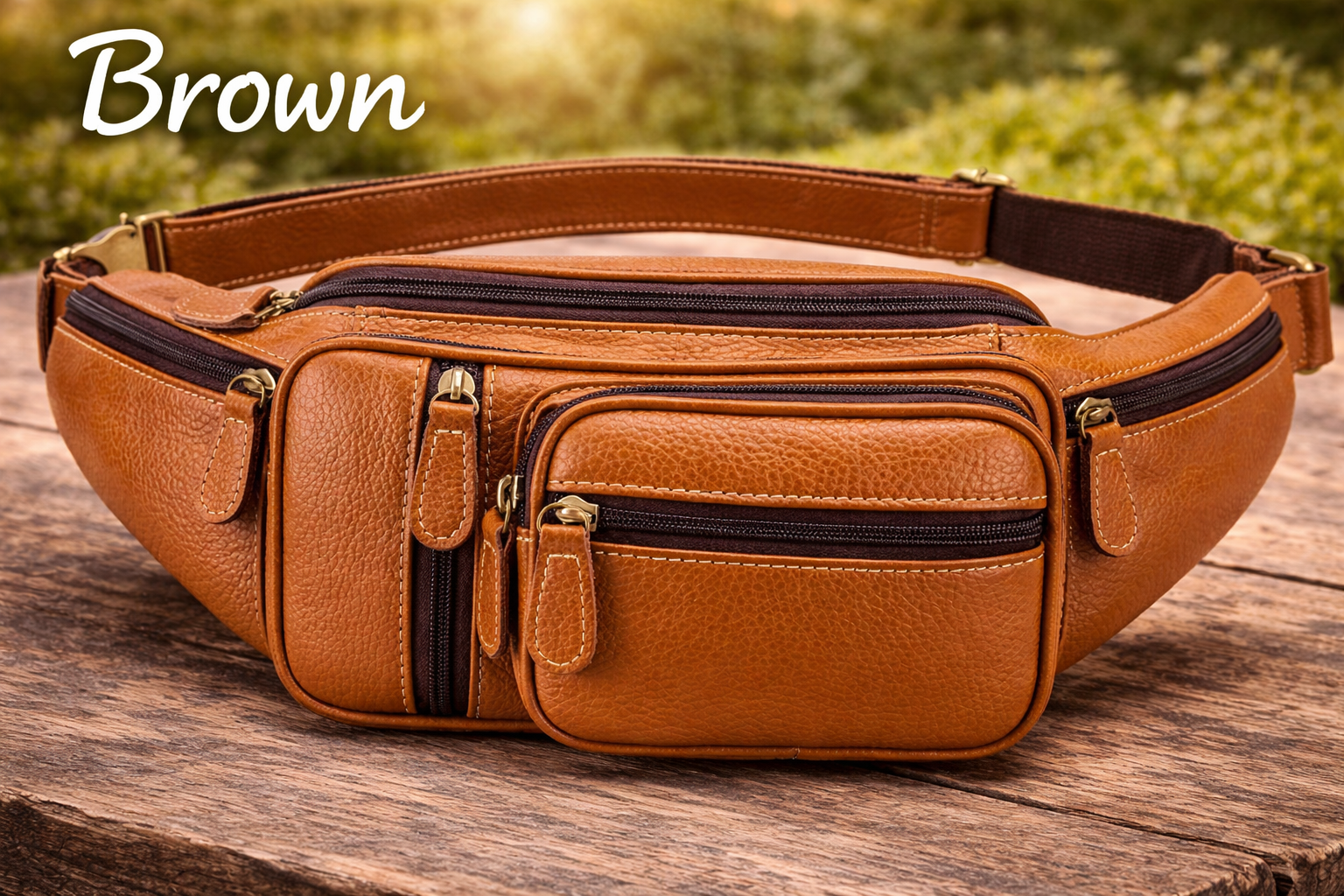 NIUCUNZH - Genuine Leather Fanny Pack large capacity Cross-body Waist Bag (crocodile coffee)