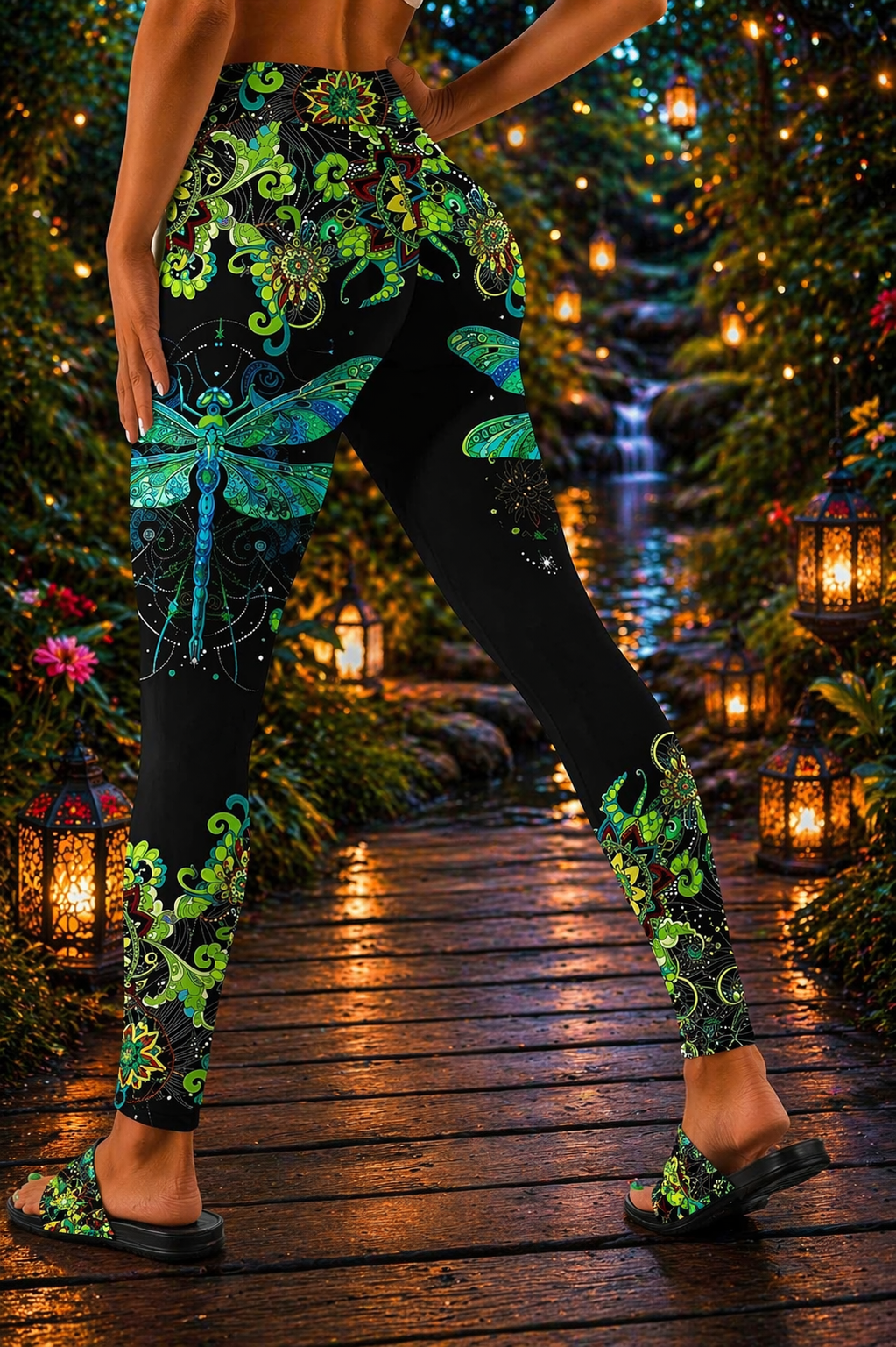 HIVICHI Printed Leggings (Dragonfly Hibiscus)