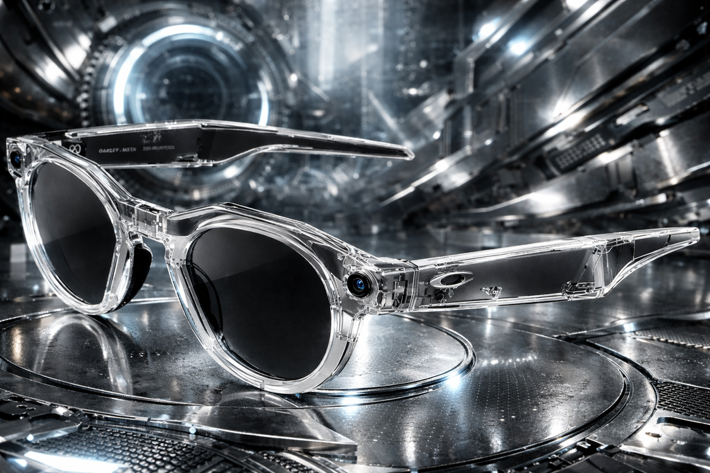Oakley Meta HSTN, Clear | Smart AI Glasses for Men, Women — Performance for Sports, Athletes — Camera, Audio, Video — 8 Hour Battery — 3K HD Resolution — Clear to Grey Transitions® Lenses