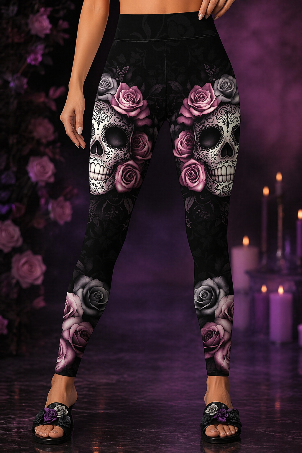 HIVICHI Printed Leggings (Skull & Rose)