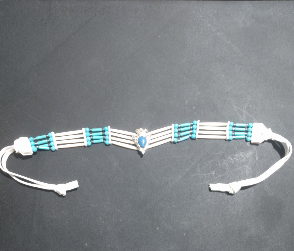 Native American Choker & Bracelet Set (Turquoise — Sinew-Crafted) Hand Crafted