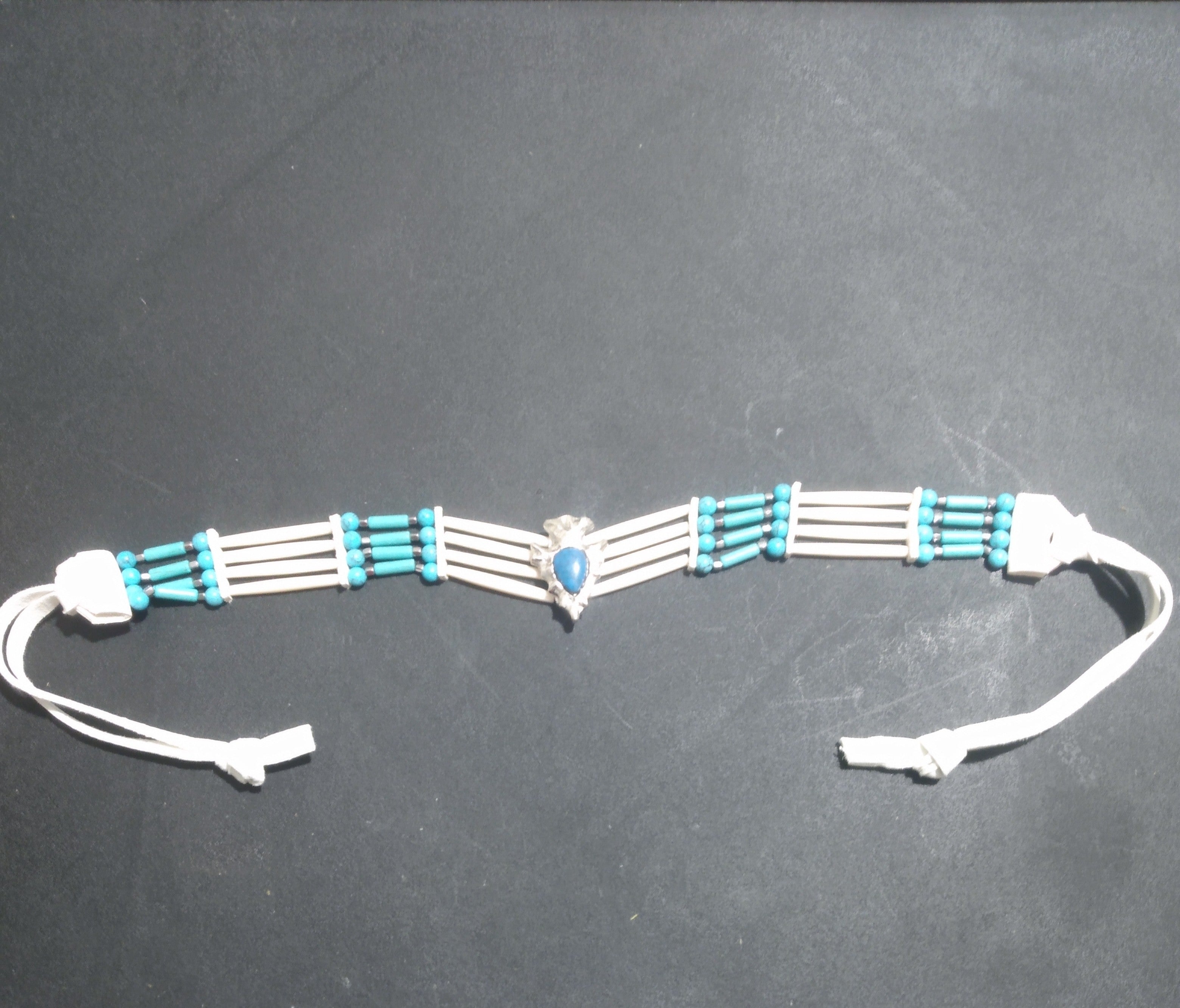 Native American Choker & Bracelet Set (Turquoise — Sinew-Crafted) Hand Crafted