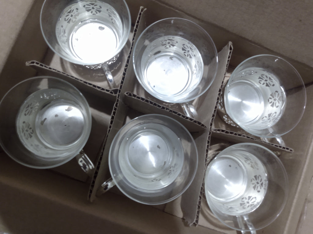 Set of 12 antique Crystal Silver-Plated German 1950s Tea Cups
