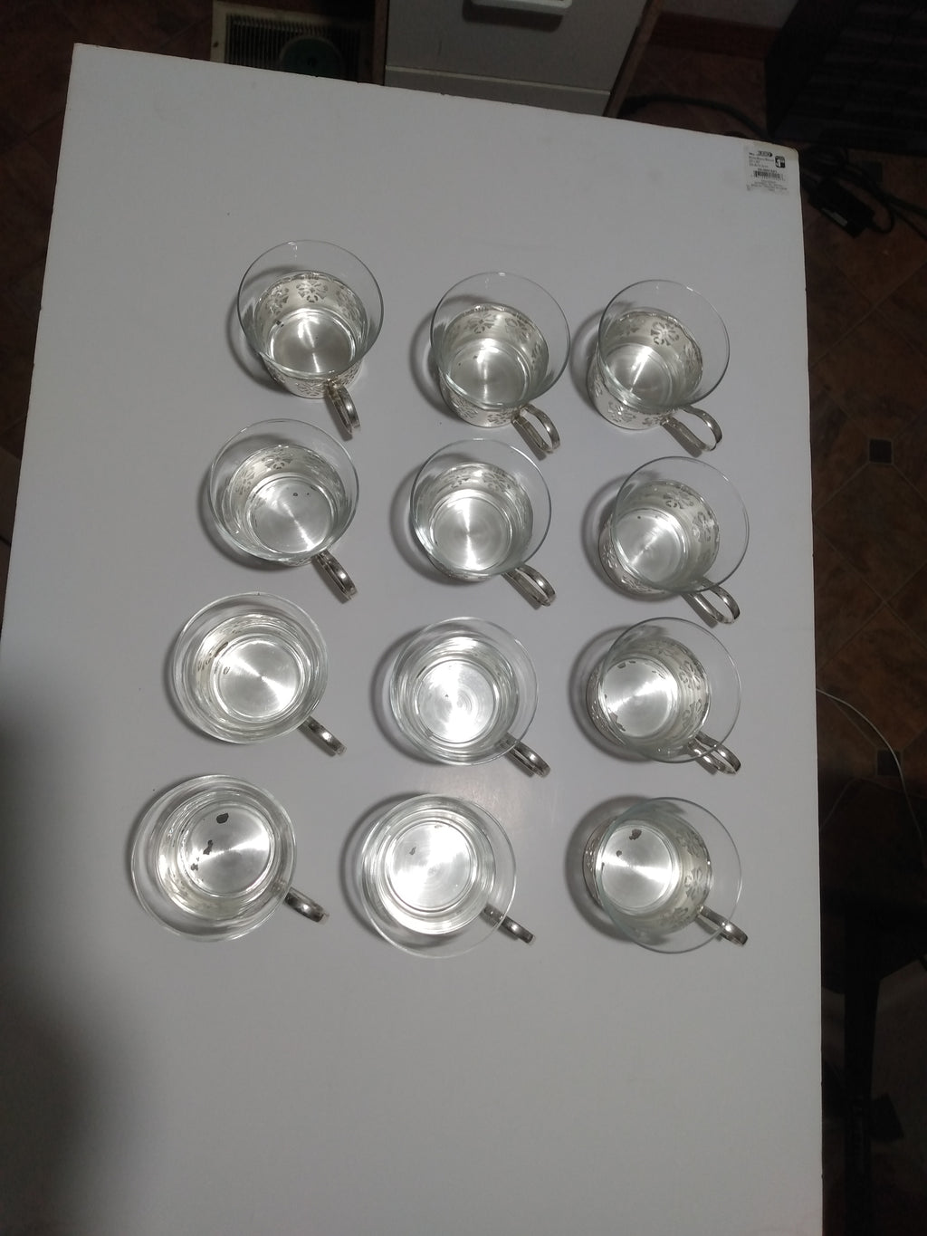 Set of 12 antique Crystal Silver-Plated German 1950s Tea Cups