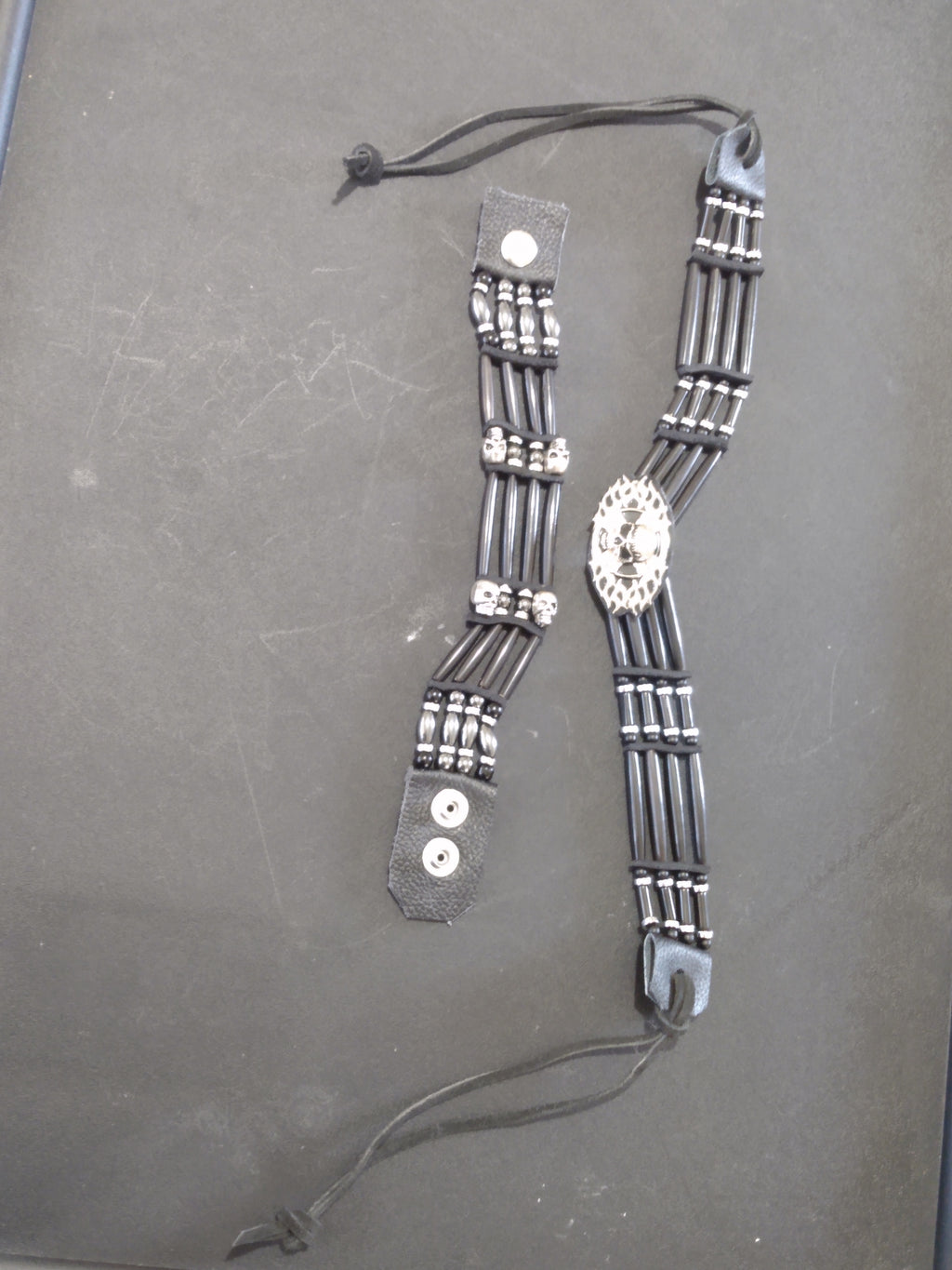 Native American Style Choker & Bracelet Set (Skull & Black Onyx)