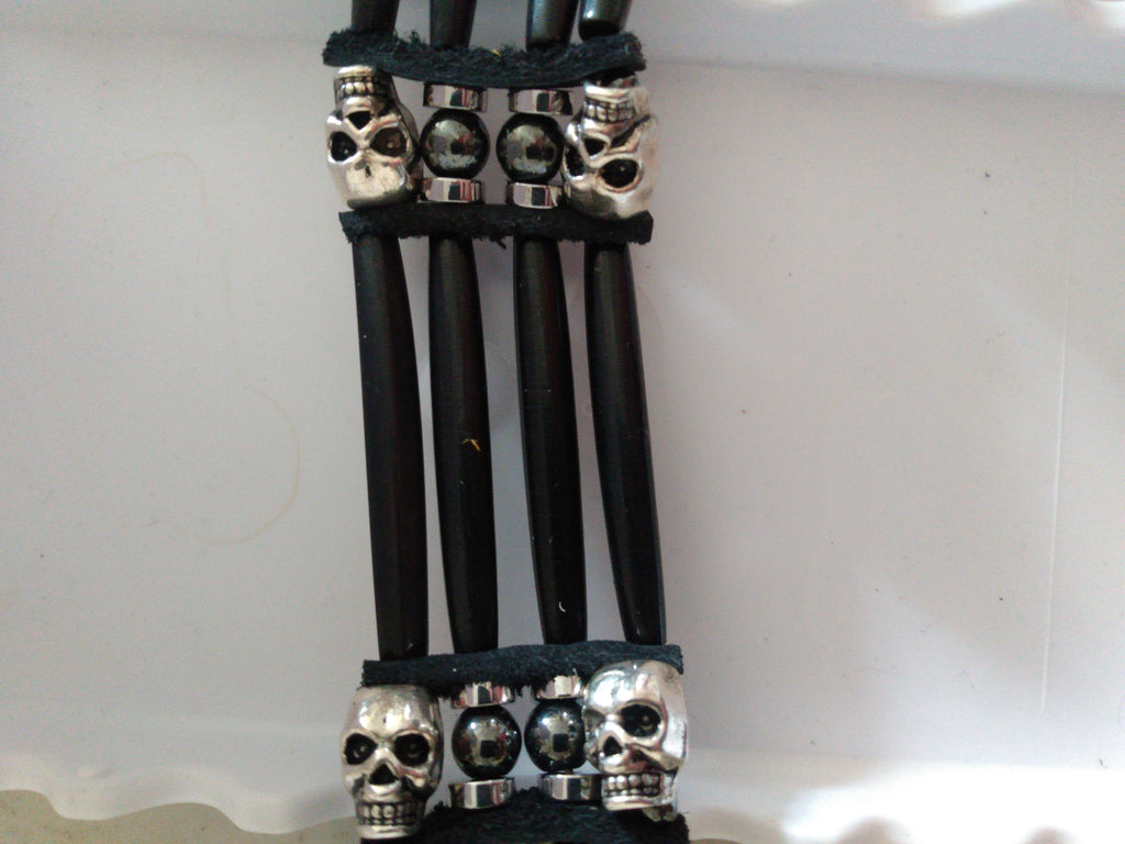 Native American Style Choker & Bracelet Set (Skull & Black Onyx)