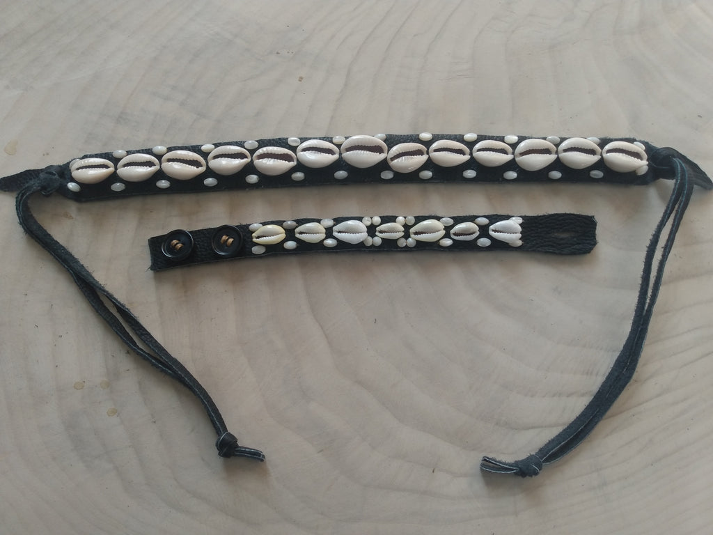 Handcrafted Native American Choker & Bracelet Set – Cowrie Shell Style