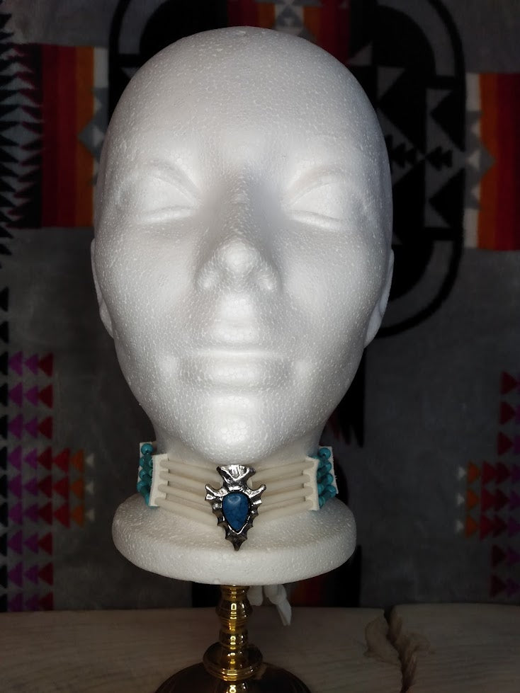 Native American Choker & Bracelet Set (Turquoise — Sinew-Crafted) Hand Crafted