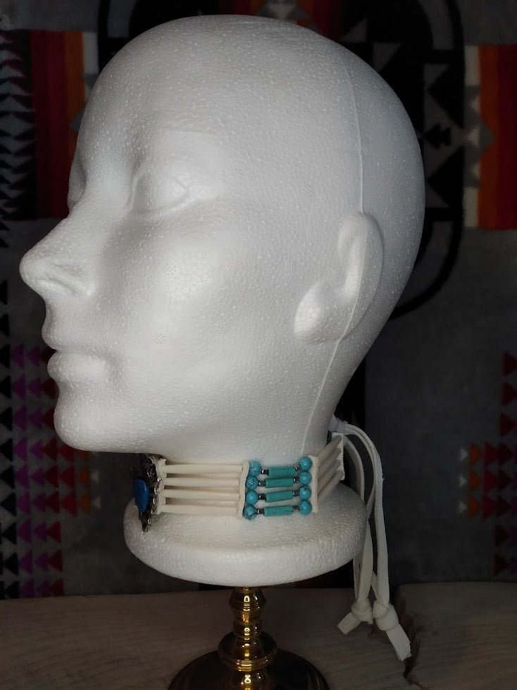 Native American Choker & Bracelet Set (Turquoise — Sinew-Crafted) Hand Crafted