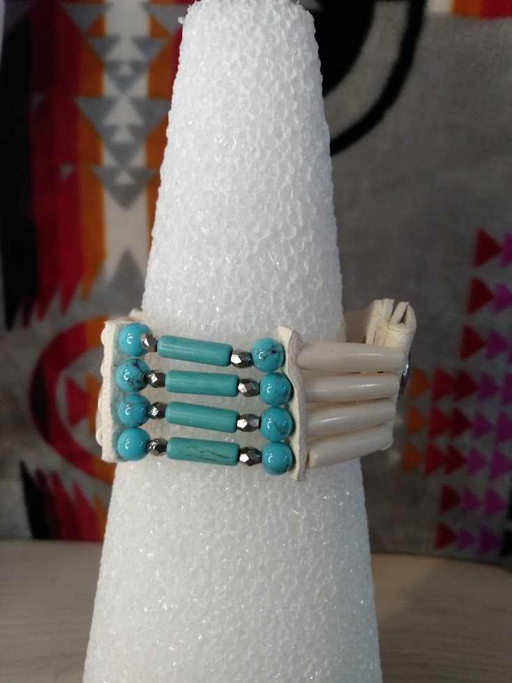 Native American Choker & Bracelet Set (Turquoise — Sinew-Crafted) Hand Crafted