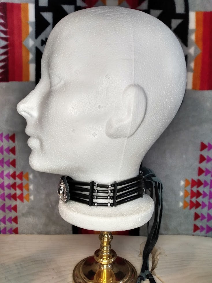 Native American Style Choker & Bracelet Set (Skull & Black Onyx)
