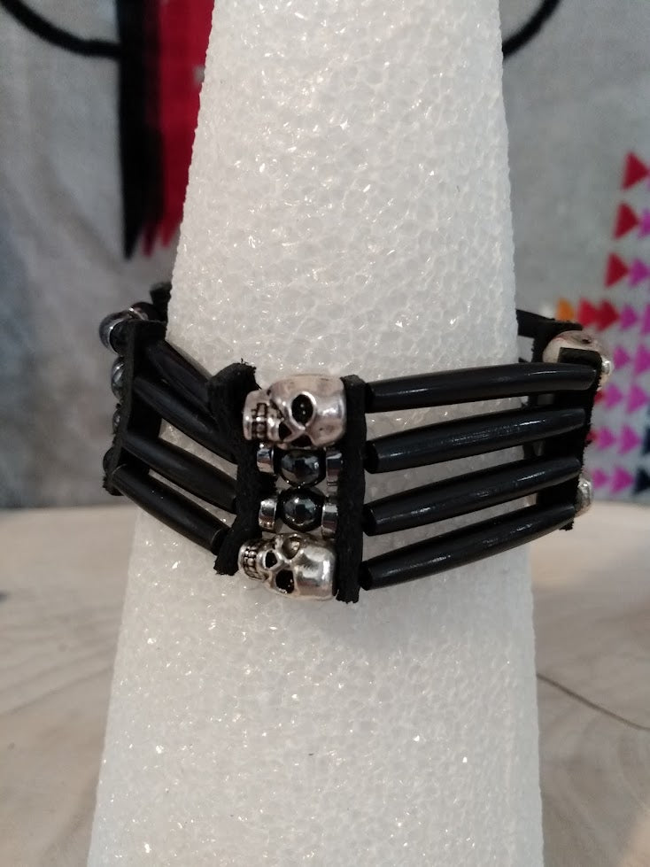 Native American Style Choker & Bracelet Set (Skull & Black Onyx)