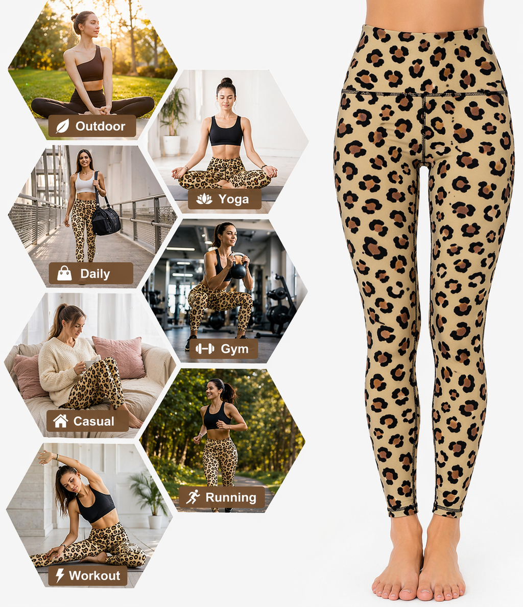 Droeyroest - High Waisted Workout Leggings for Women (Animal Leopard Print)