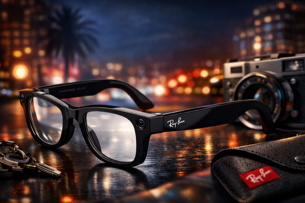 Ray-Ban Meta Glasses, Wayfarer - Shiny Black/Blue Filter