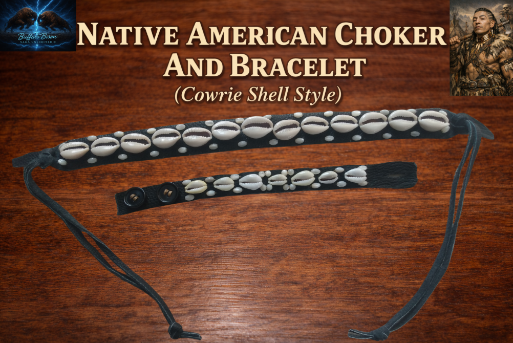 Handcrafted Native American Choker & Bracelet Set – Cowrie Shell Style