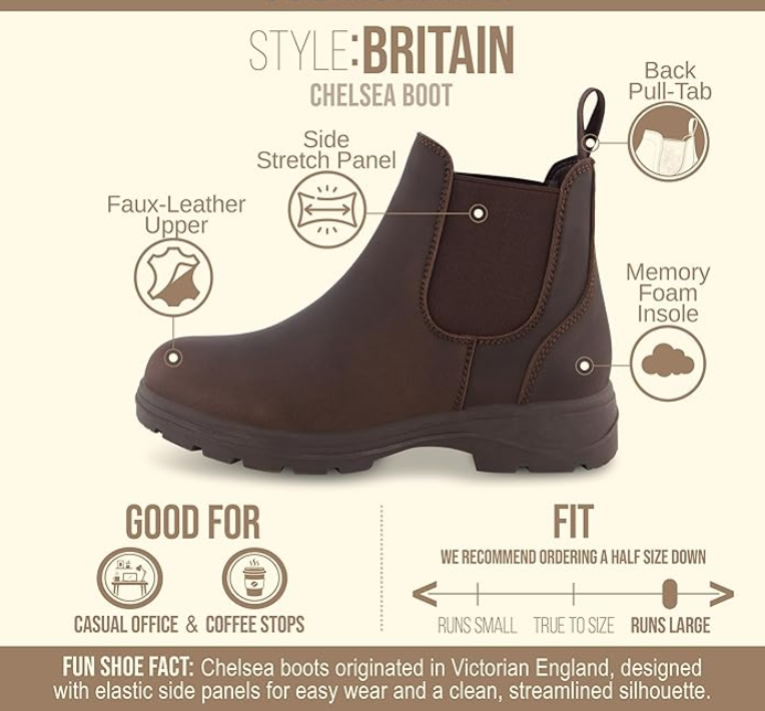 CUSHIONAIRE Women's Britain Chelsea Boots (Espresso Brown)