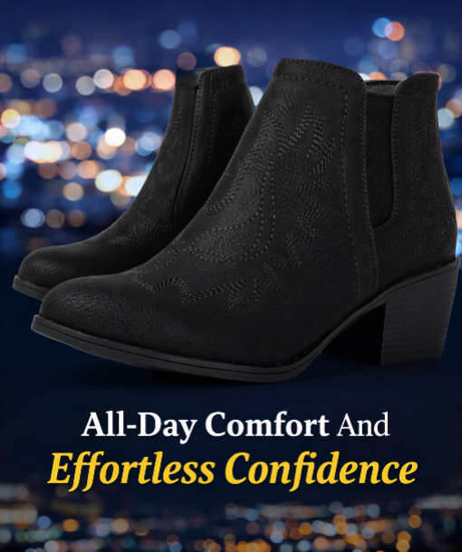 GLOBALWIN Women's Cowgirl boots Western Short Ankle Pull On (Black)