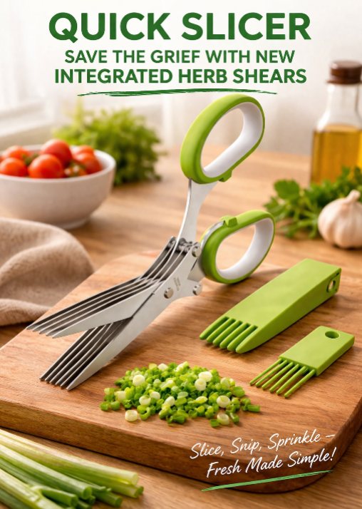 JYTUUL - Upgraded Herb Scissors, Effortless Herb Shears Cutter Tool with Sharp Stainless Steel Blades for Fresh Herbs, Must-Have Kitchen & Cooking Gadget, Green