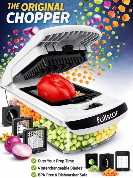 Fullstar The Original Pro Chopper - Vegetable Chopper and Spiralizer, Food Chopper with Container, Fruit Slicer, Kitchen Gadgets & Gifts, Home Essentials (4 in 1, White)