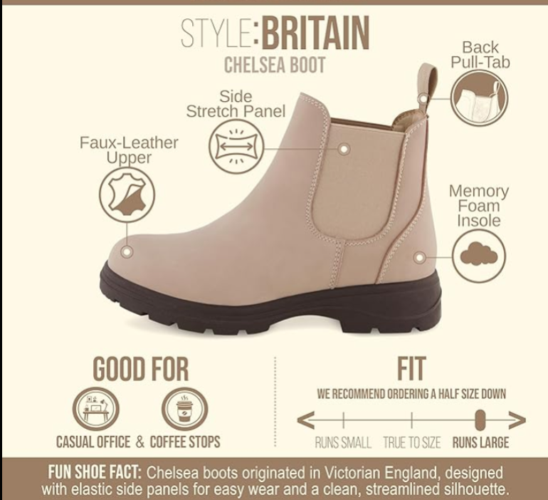CUSHIONAIRE Women's Britain Chelsea Boots (Sand)