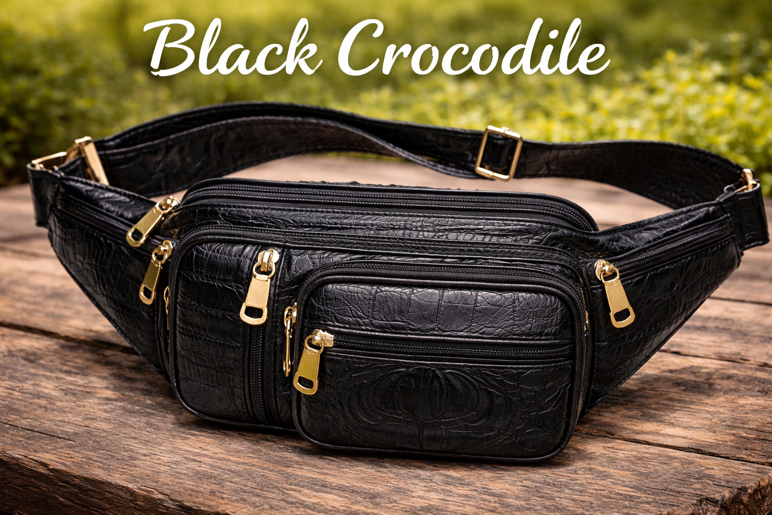 NIUCUNZH - Genuine Leather Fanny Pack large capacity Cross-body Waist Bag (crocodile coffee)