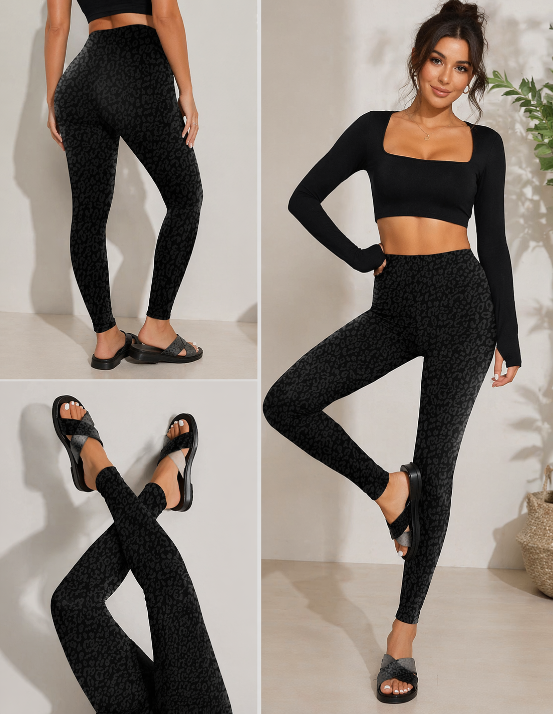 GAYHAY - High Waisted Leggings for Women (Black Leopard)