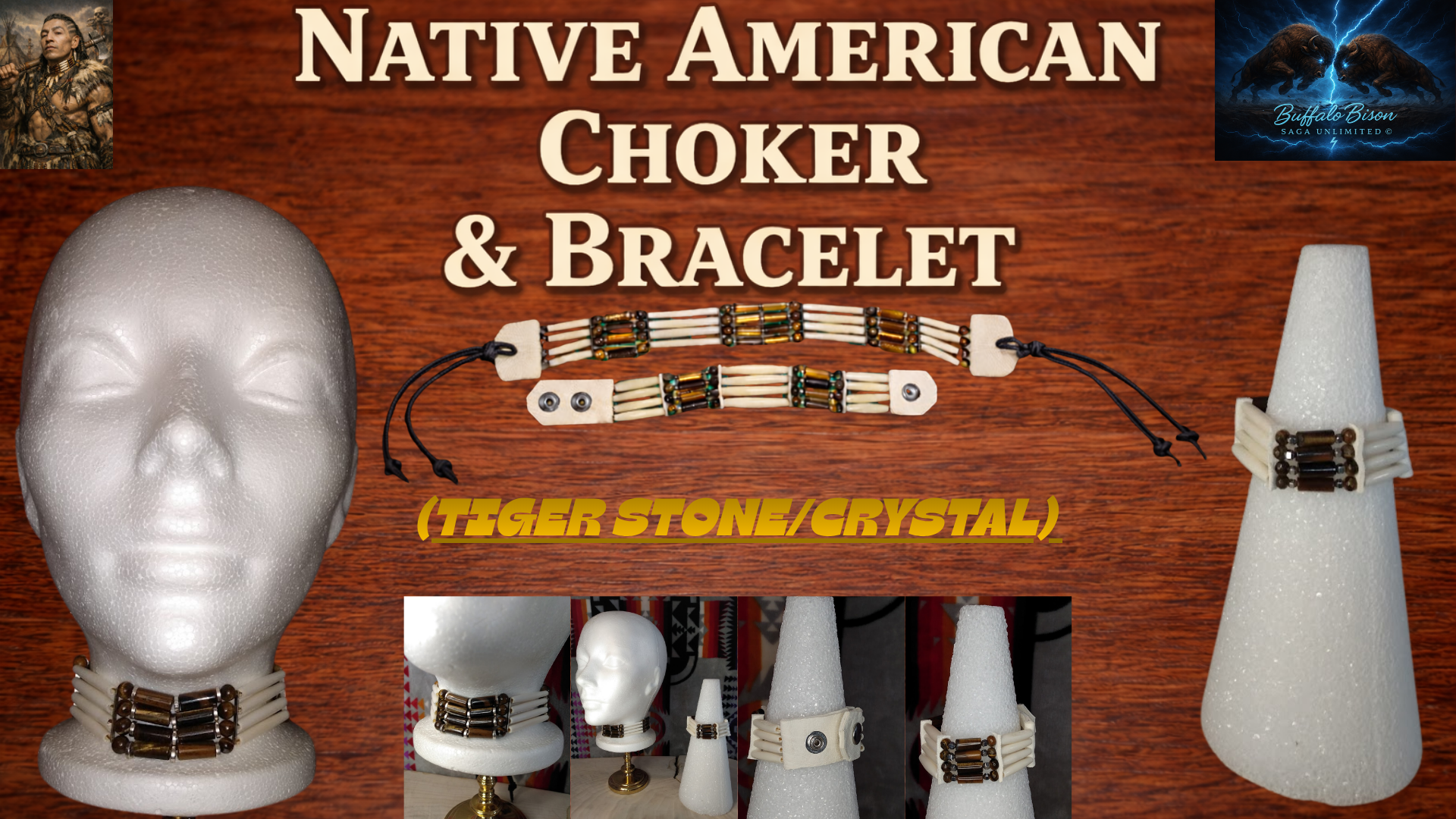Native American Style Choker & Bracelet (Tiger Stone)