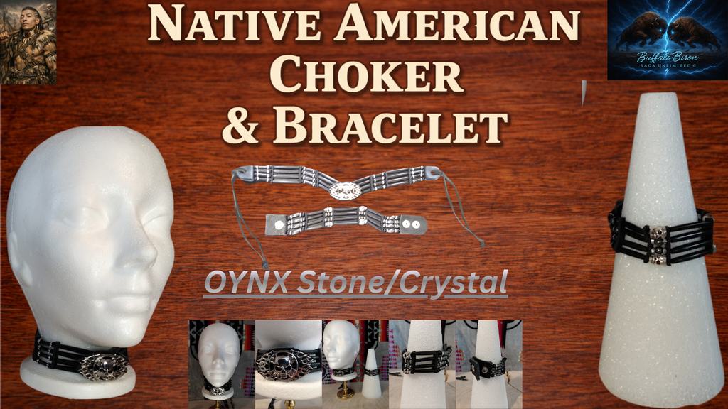 Native American Style Choker & Bracelet Set (Skull & Black Onyx)