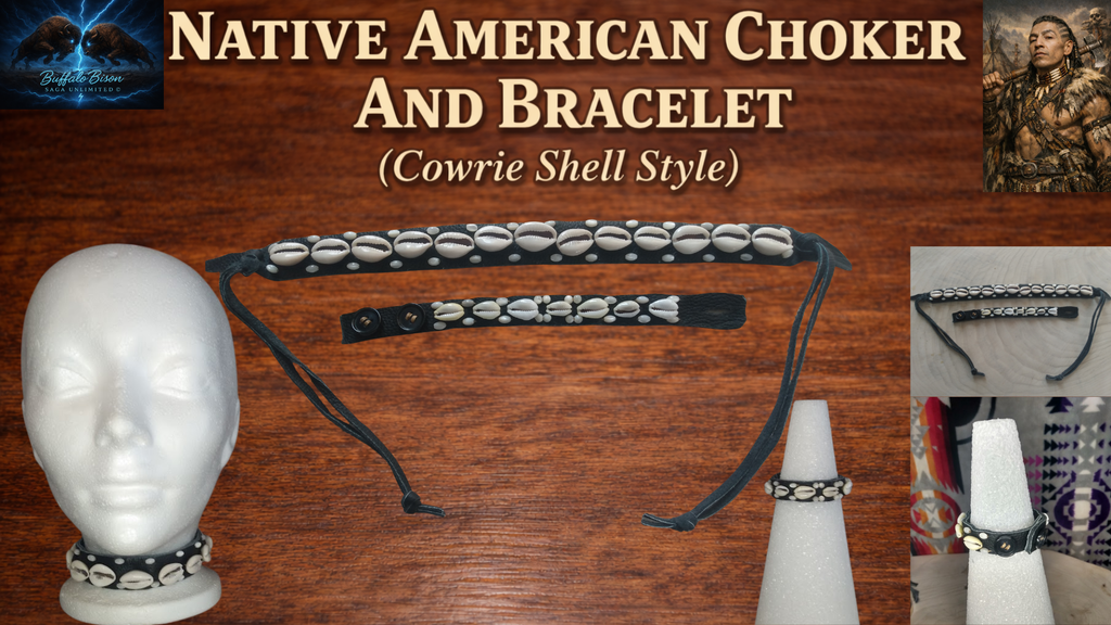 Handcrafted Native American Choker & Bracelet Set – Cowrie Shell Style