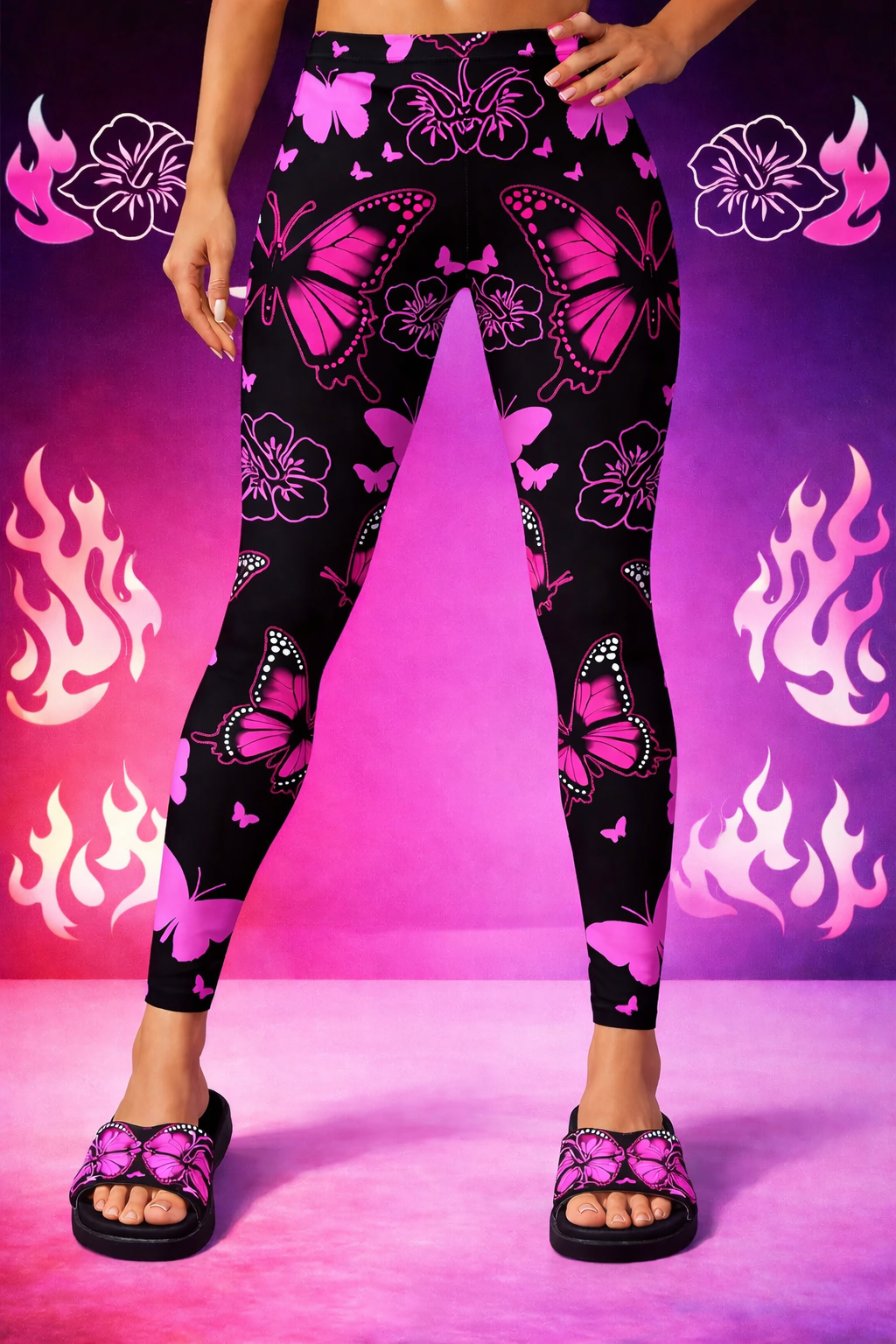 HIVICHI Printed Leggings (Purple Butterfly)