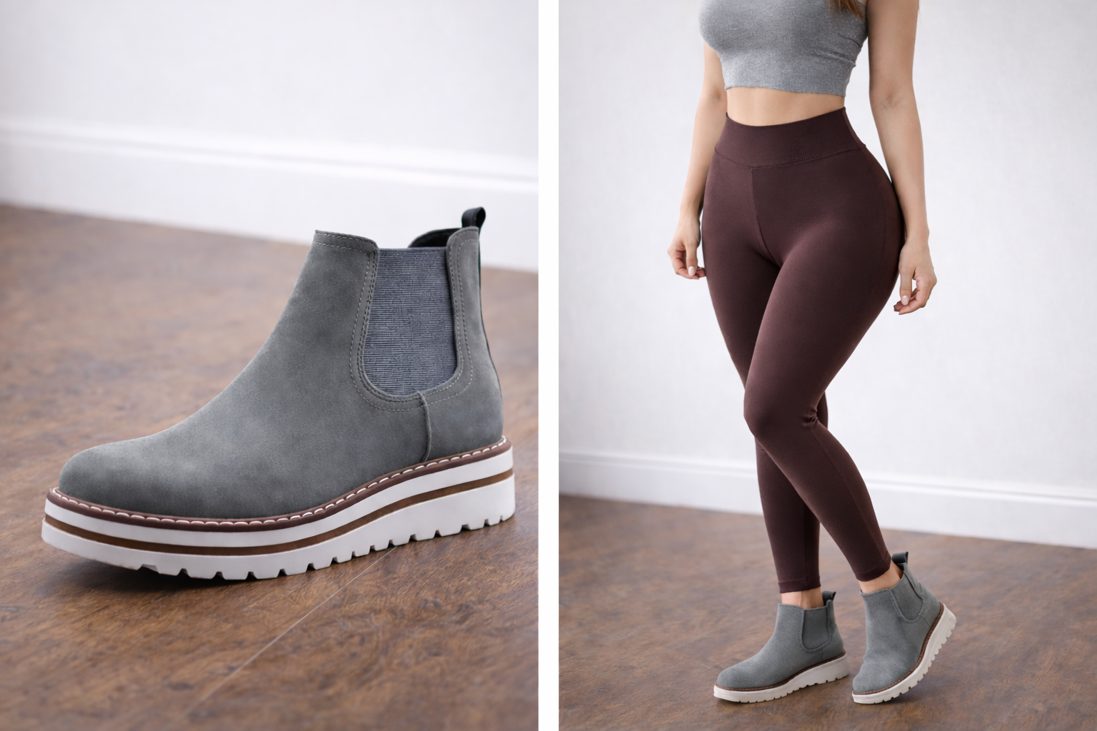 JABASIC Womens Chelsea Elastic Ankle Boots Waterproof Flat Boots